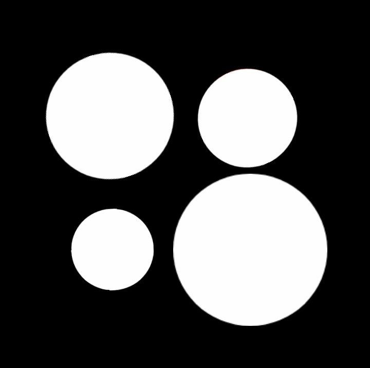 Логотип, состоящий из четырёх белых кругов на черном фоне.